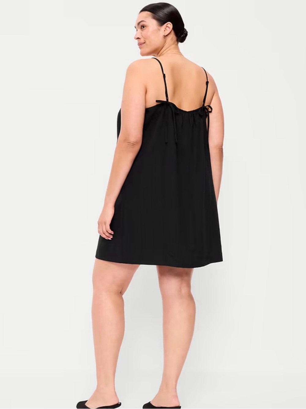 Old Navy Black Mini Slip Dress with Tie-Back and Adjustable Straps